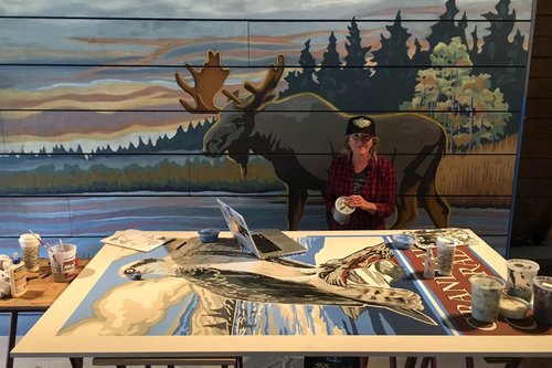 Grand Lake Lodge painting Osprey mural